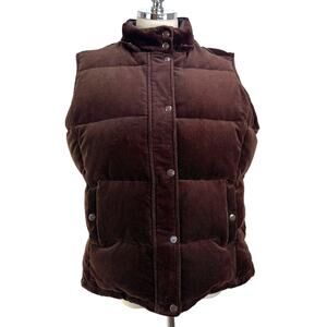 Vintage Y2K GAP Corduroy Down Puffer Vest Brown
